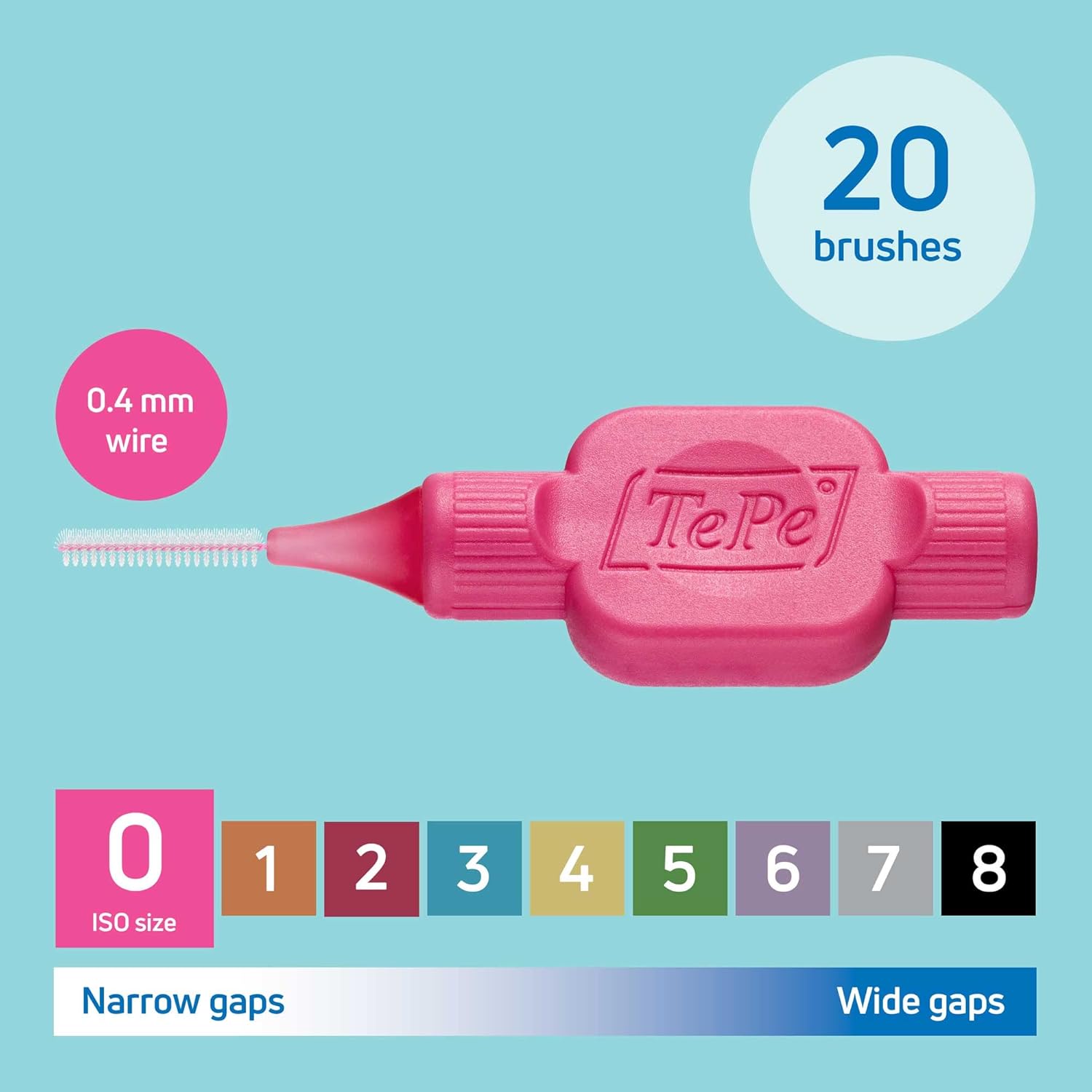 TEPE Cepillo Interdental Original Rosa 0.016 in Paquete de 20