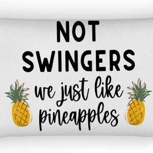 Funny Quote Not Swingers We Just Like Pineapples – Funda de almohada decorativa de 12 x 20 pulgadas, decoración de piñas de verano para dormitorio, Funny Quote Not Swingers We Just Like Pineapples – Funda de almohada decorativa de 12 x 20 pulgadas, decoración de piñas de verano para dormitorio,