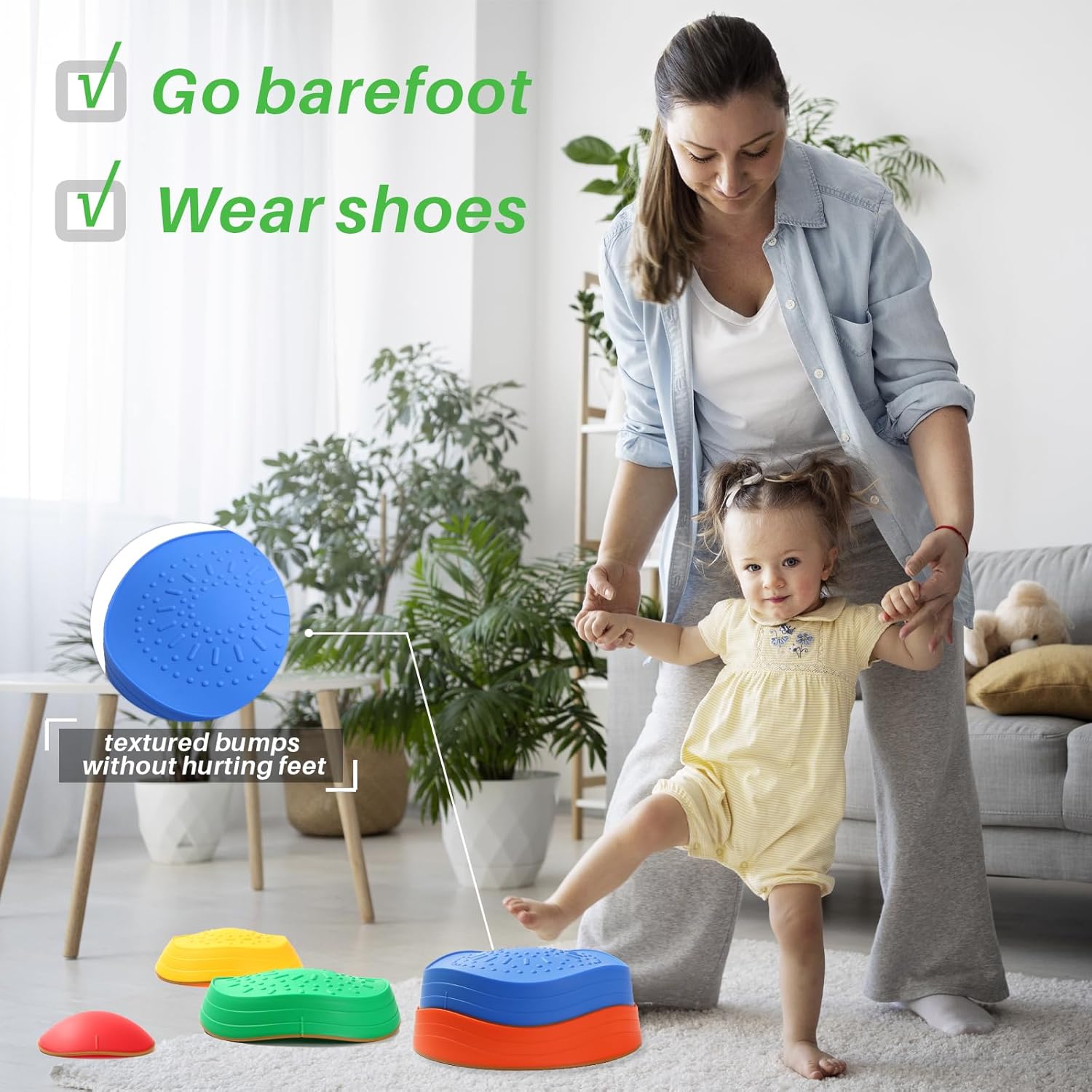 Escalones de equilibrio para niños pequeños Carrera de obstáculos  5 juguetes duraderos para exteriores, piedras sensoriales para mejorar la
