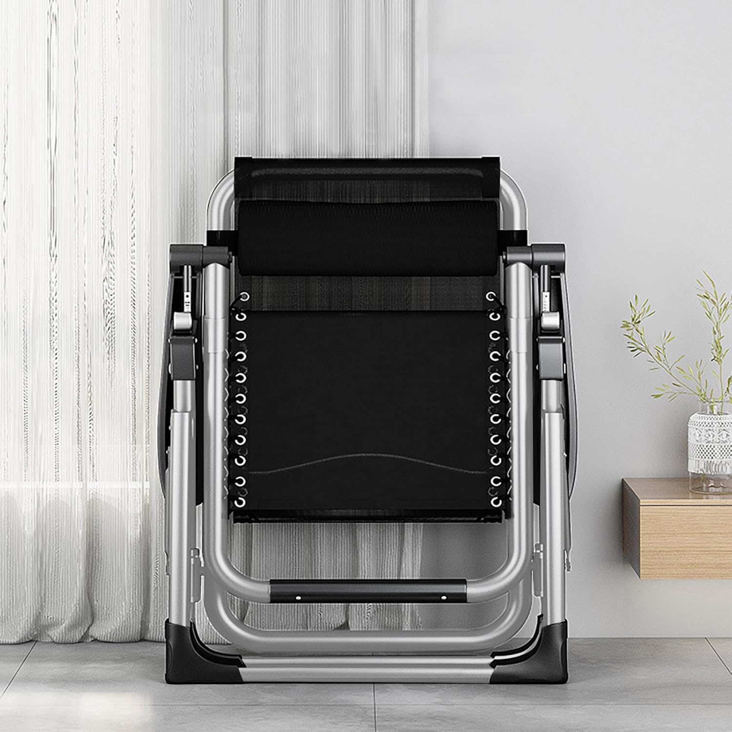 Slsy Cómoda silla plegable, reclinable con cojín extraíble para sala de estar, sillas plegables reclinables flexibles para patio, interiores y