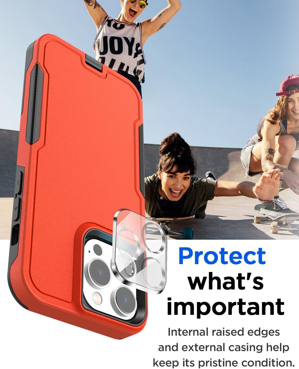AICase Funda para iPhone 15 Pro con protector de pantalla de vidrio + lente de cámara, resistente protección contra caídas, cuerpo completo,
