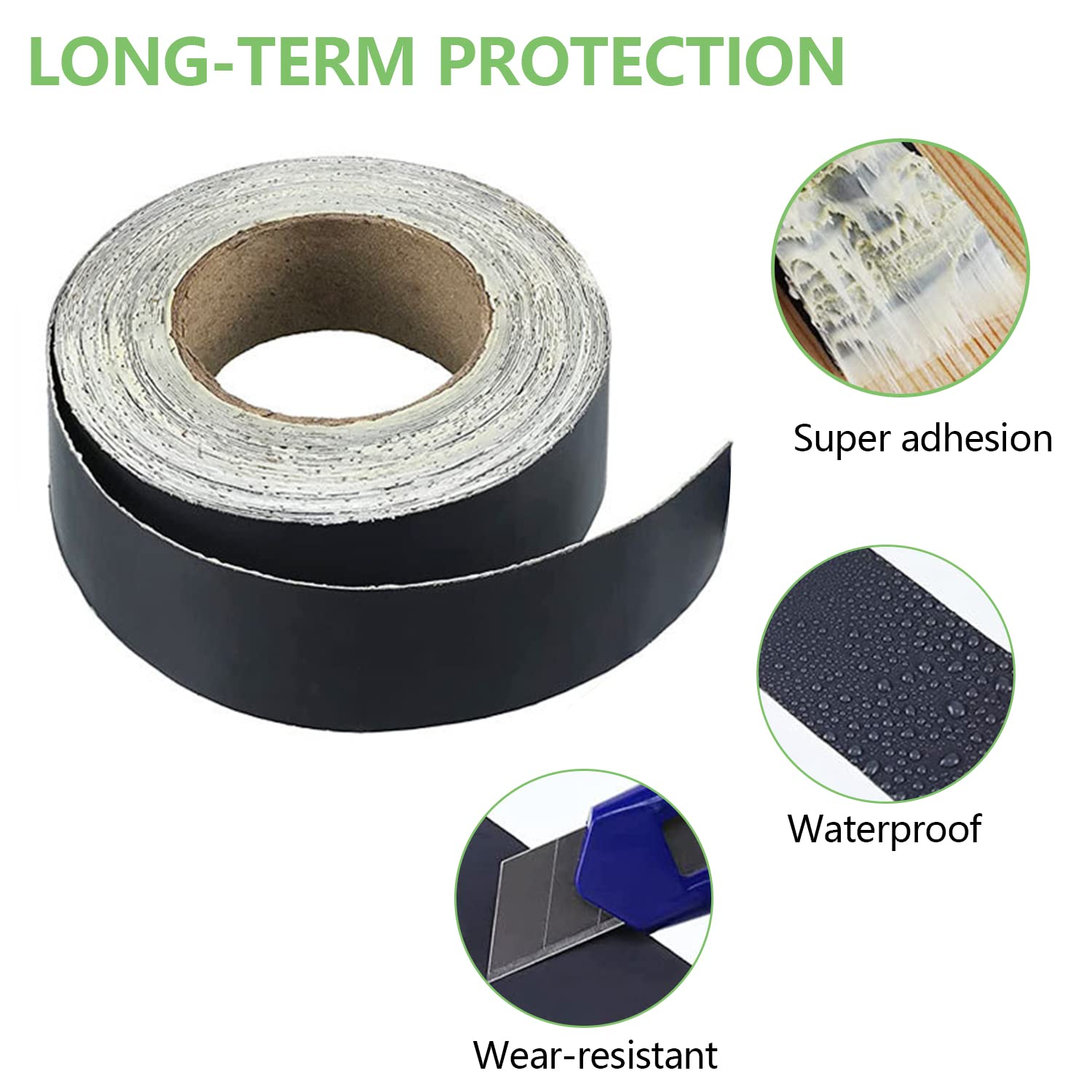 Cinta de viguetas de cubierta, 1-58 pulgadas x 50 pies, cinta de butilo impermeable y resistente a la intemperie, para vigas y vigas (6 rollos)