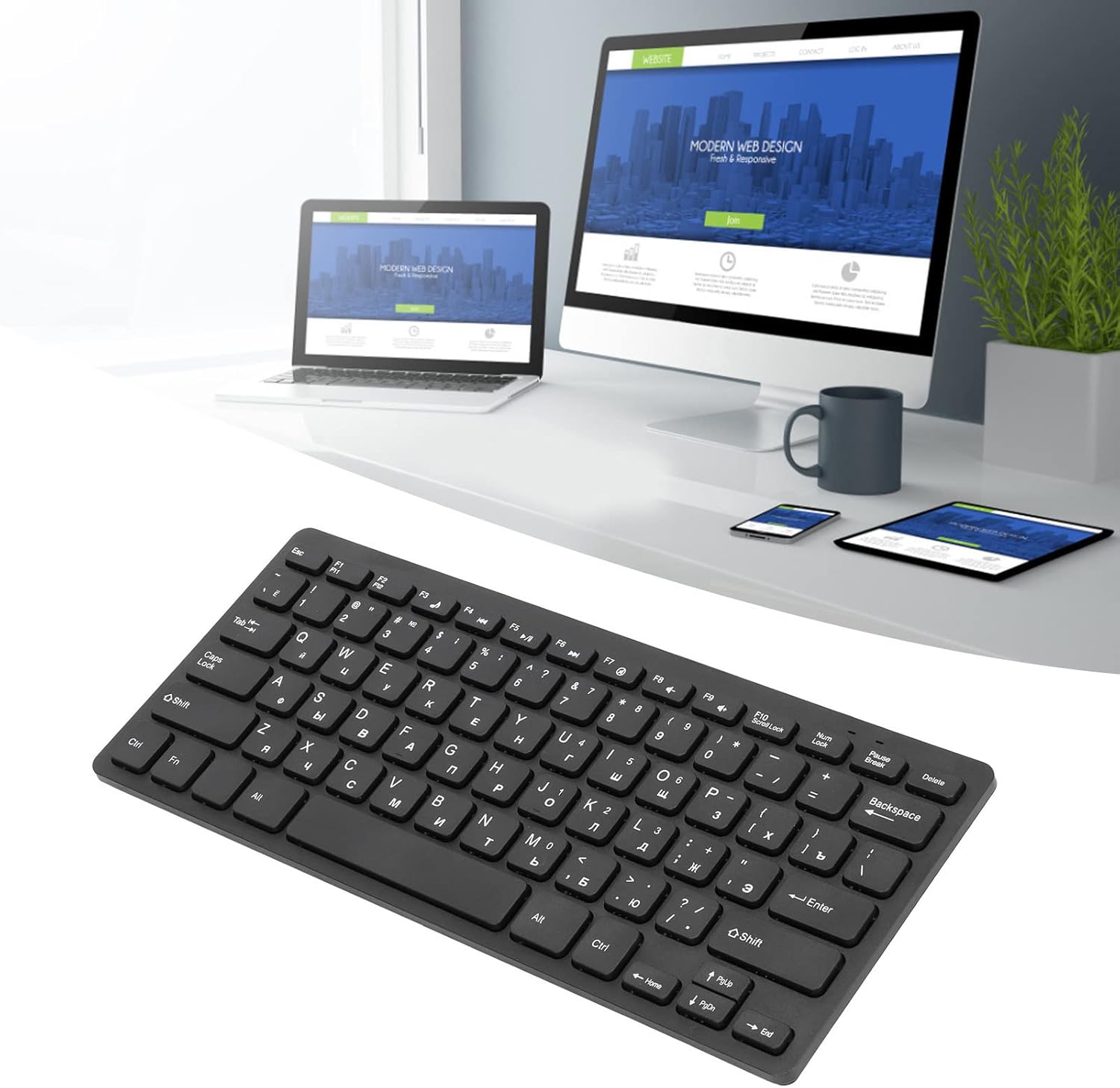 SUNGOOYUE Teclados de computadora para PC, diseño ergonómico, ultrafino, mini duradero de 78 teclas, teclado USB con cable para PC, portátil,