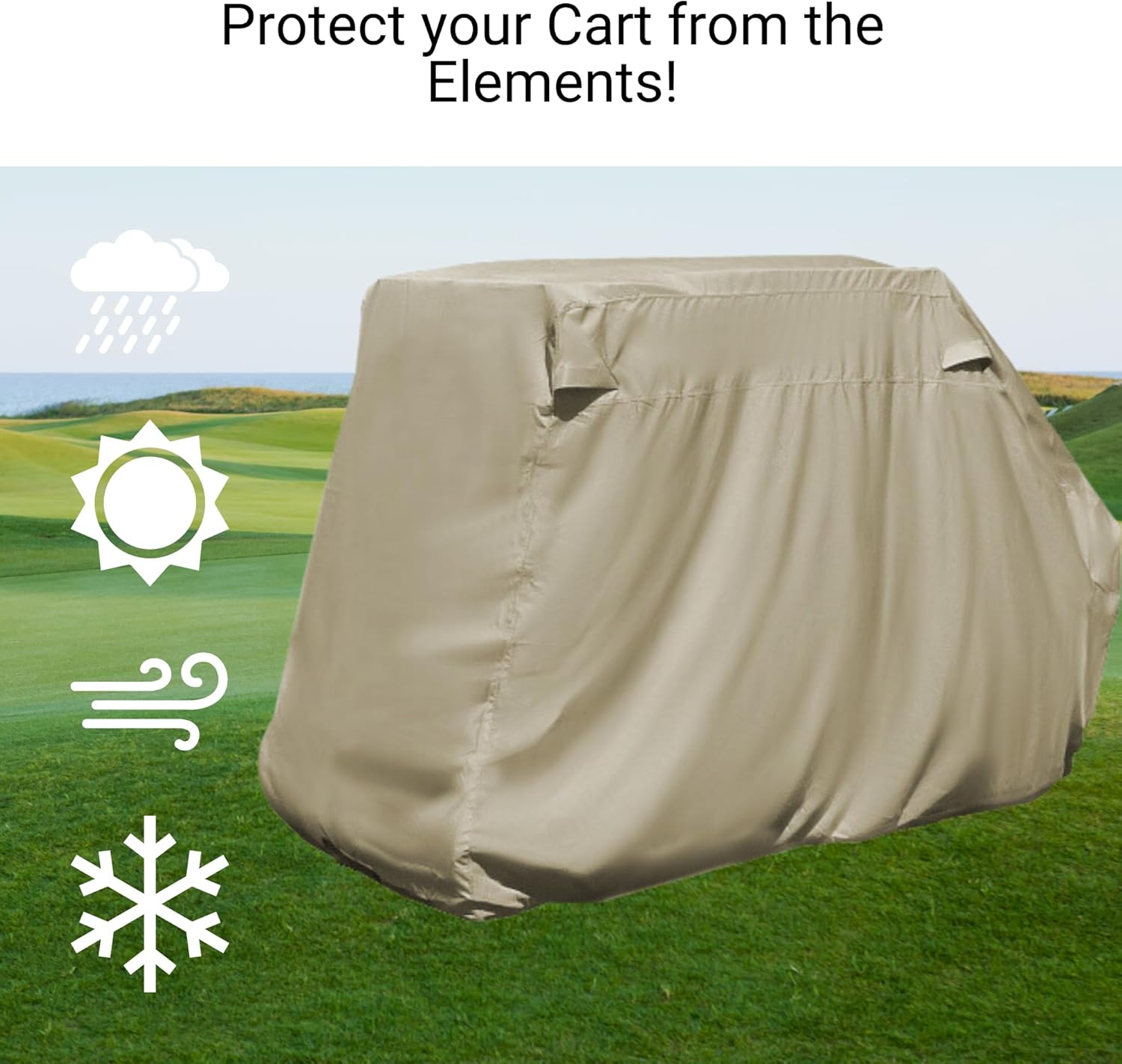 Funda de almacenamiento para carrito de golf EZGo, para coche Club de 4 plazas con techo de 2 plazas de hasta 58 pulgadas de largo (gris o marrón)