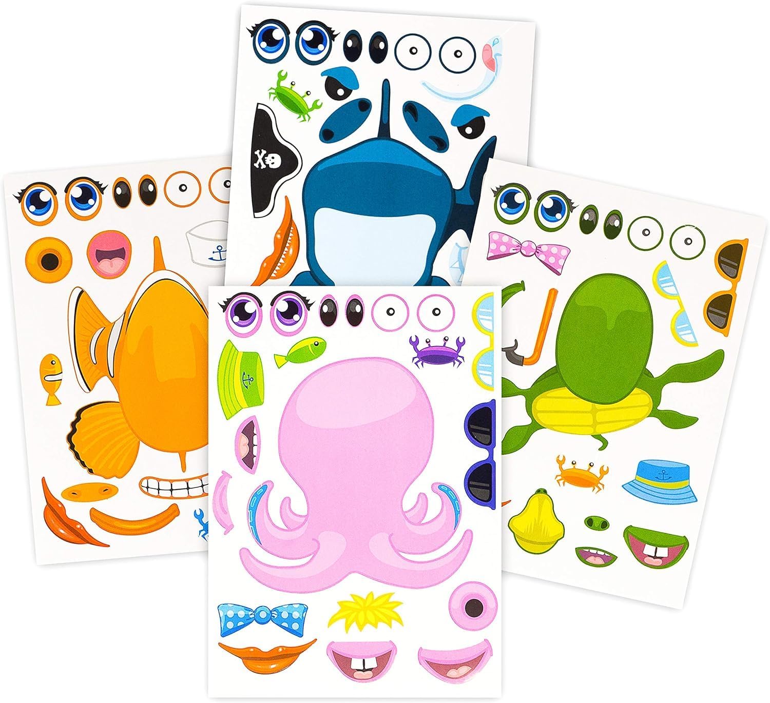 24 hojas de calcomanías Make A Sea – Calcomanías de toda la vida marina favorita de tus hijos – Divertido proyecto de manualidades para niños –