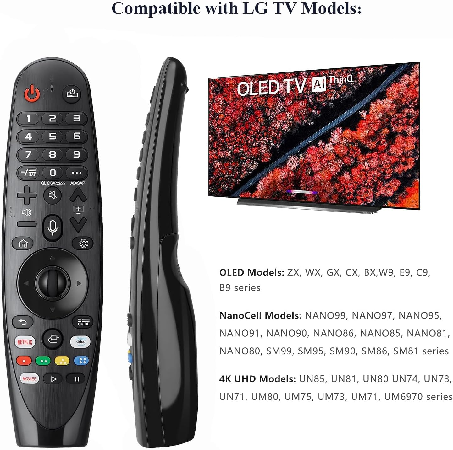 AKB75855501 MR20GA – Mando a distancia de repuesto para LG Smart TV OLED TCX, ZX, WX, GX, BX, NANO90 NANO99 NANO91 NANO85 49NANO85UNA 65UN8500AUJ