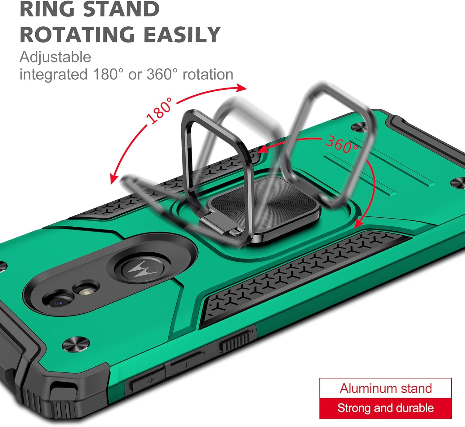 YmhxcY Funda para Moto G7 PowerG7 SupraG7 Optimo Maxx con protector de pantalla HD, fundas de grado armadura con soporte giratorio y función atril,