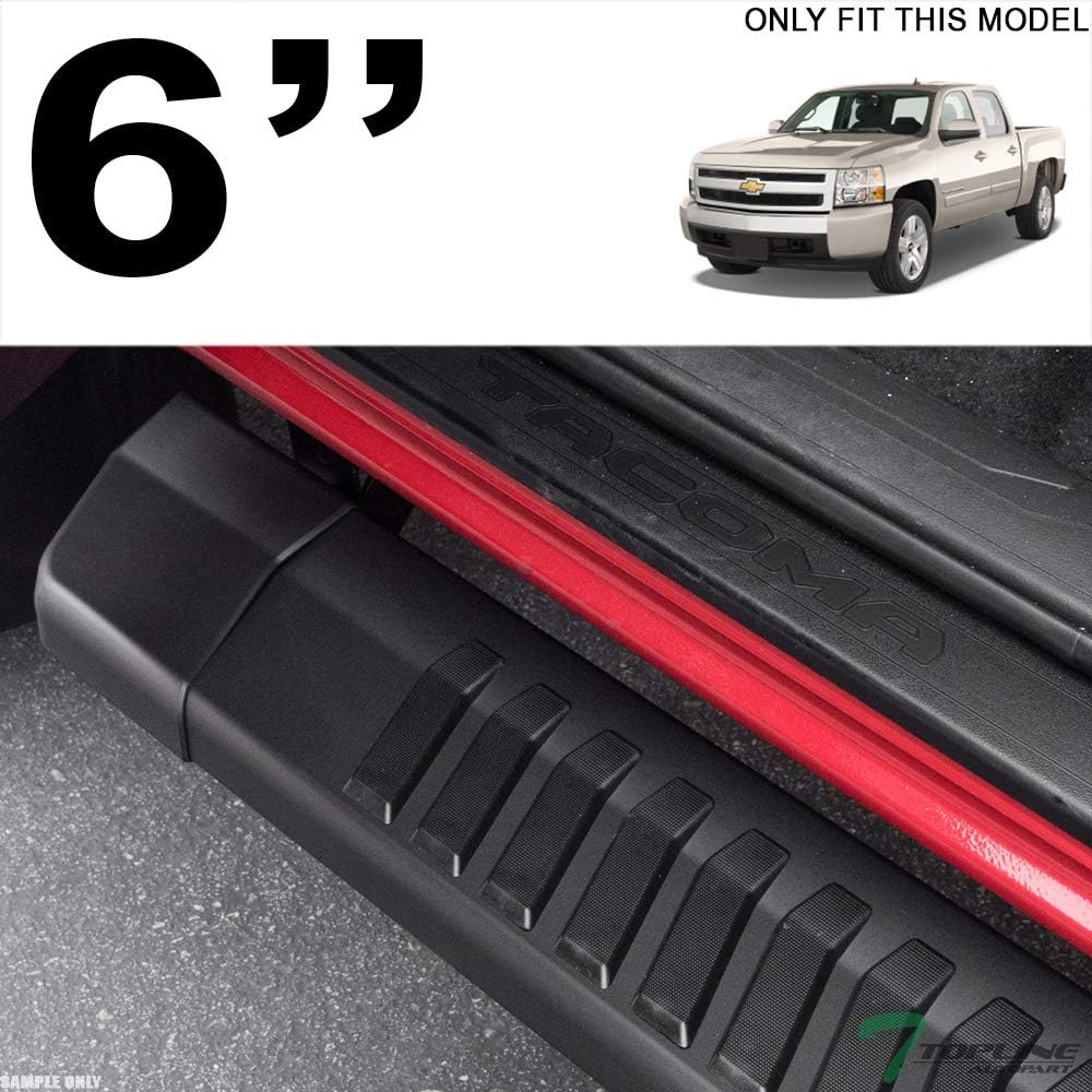 Estribos laterales de aluminio negro mate de 6 pulgadas con rayas de polímero, compatible con Chevy SilveradoGMC Sierra Crew Cab 07-18