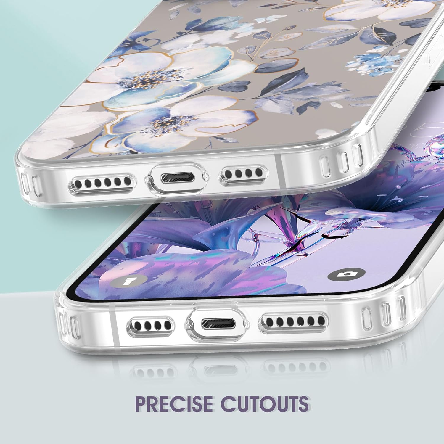 zelaxy Funda compatible con iPhone 15 Pro, TPU suave y flexible, a prueba de golpes, patrones de jardín de flores, funda protectora de cuerpo