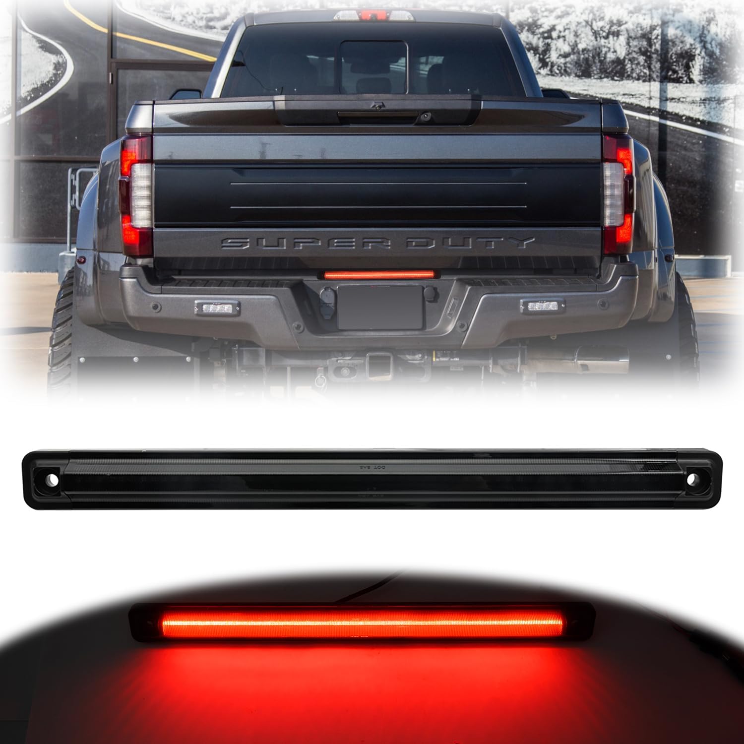 NSLUMO Barra de luz LED para portón trasero de repuesto para F-ord 2017-2023 F350 F450 F550 Dually DRW rojo brillante 54-SMD LED freno trasero ID