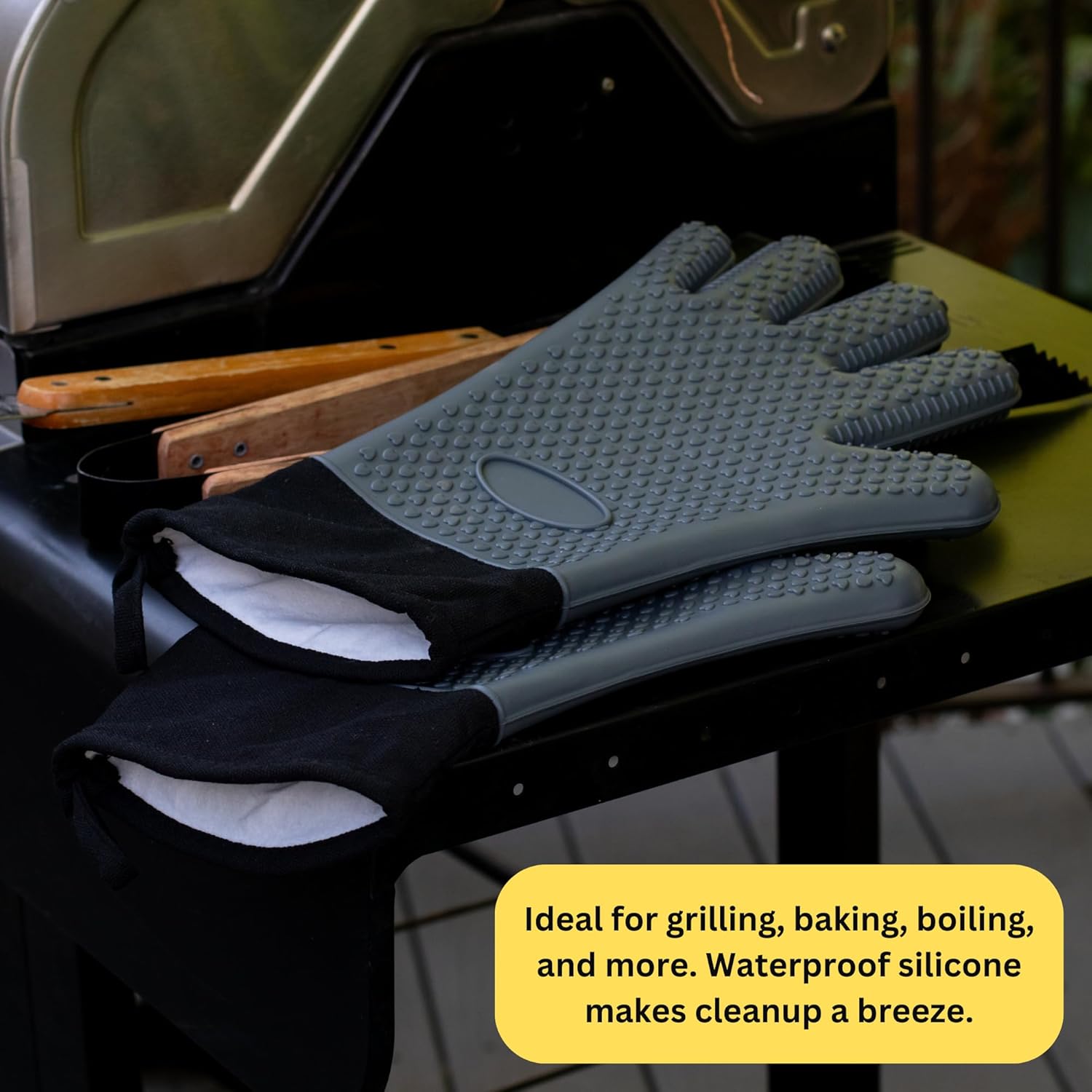 Accesorios de barbacoa premium para parrilla, guantes de cocina resistentes al calor, guantes de horno, soportes para ollas y suministros para el