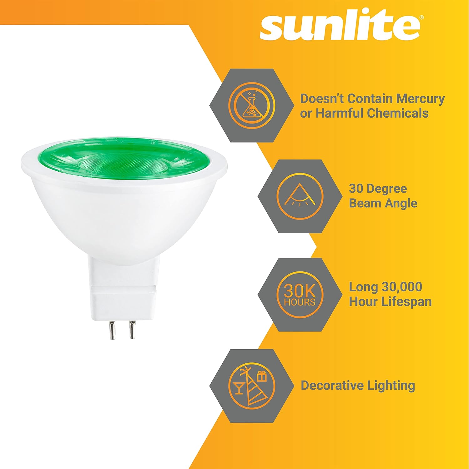 Sunlite 80857 Bombilla LED MR16 reflectora, 150 lúmenes, 3 vatios (ecualizador de bombilla halógena de 25 W) 12 V, base bi-pin GU5.3, no regulable,
