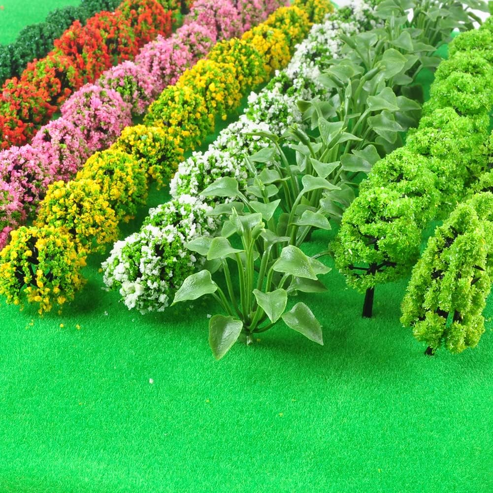 80pcs 1.18-2.36 pulgadas modelo mixto árboles accesorios modelo tren paisaje arquitectura árboles modelo paisaje sin soportes