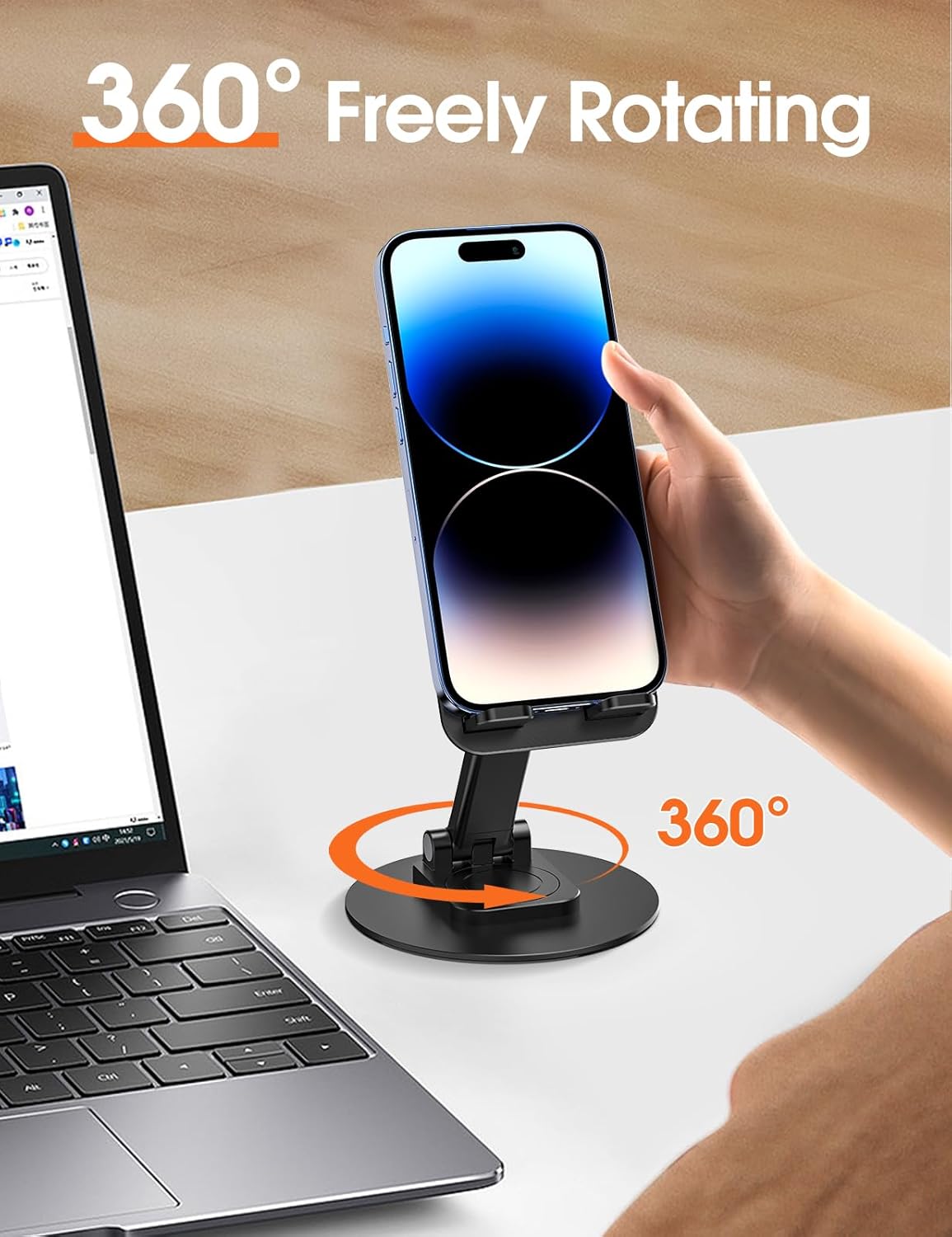 Ulanzi – Soporte giratorio para teléfono celular, soporte para teléfono móvil plegable ajustable en altura ajustable compatible con iPhone 15141312