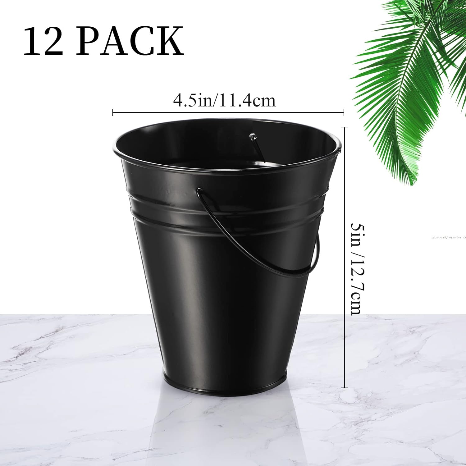 Paquete de 12 cubos de metal con asa, cubo galvanizado de 4.5 x 5 pulgadas para niños, suministros de fiesta para niños, manualidades para Navidad,