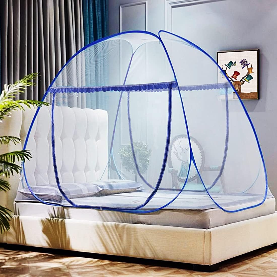 Omont Tienda de campaña de red desplegable con parte inferior, diseño plegable para dormitorio y viajes al aire libre, fácil de instalar y lavar