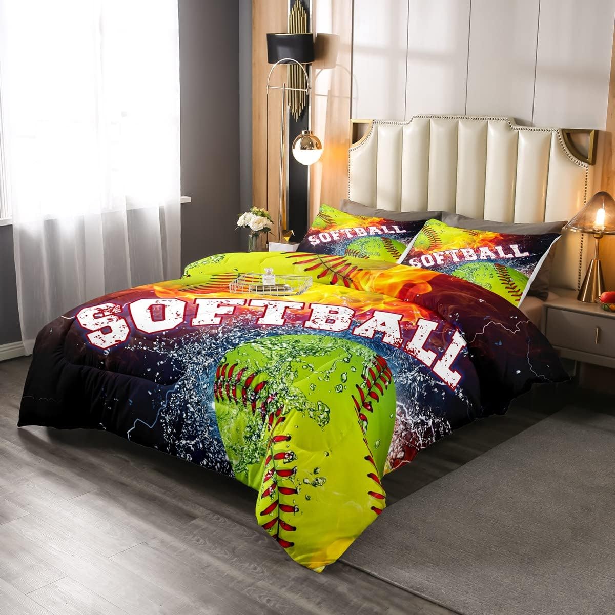 Castle Fairy Edredón de sóftbol 3D para jóvenes adultos, juegos de ropa de cama de hielo y fuego, tamaño Queen, edredón de 3 piezas para niños,