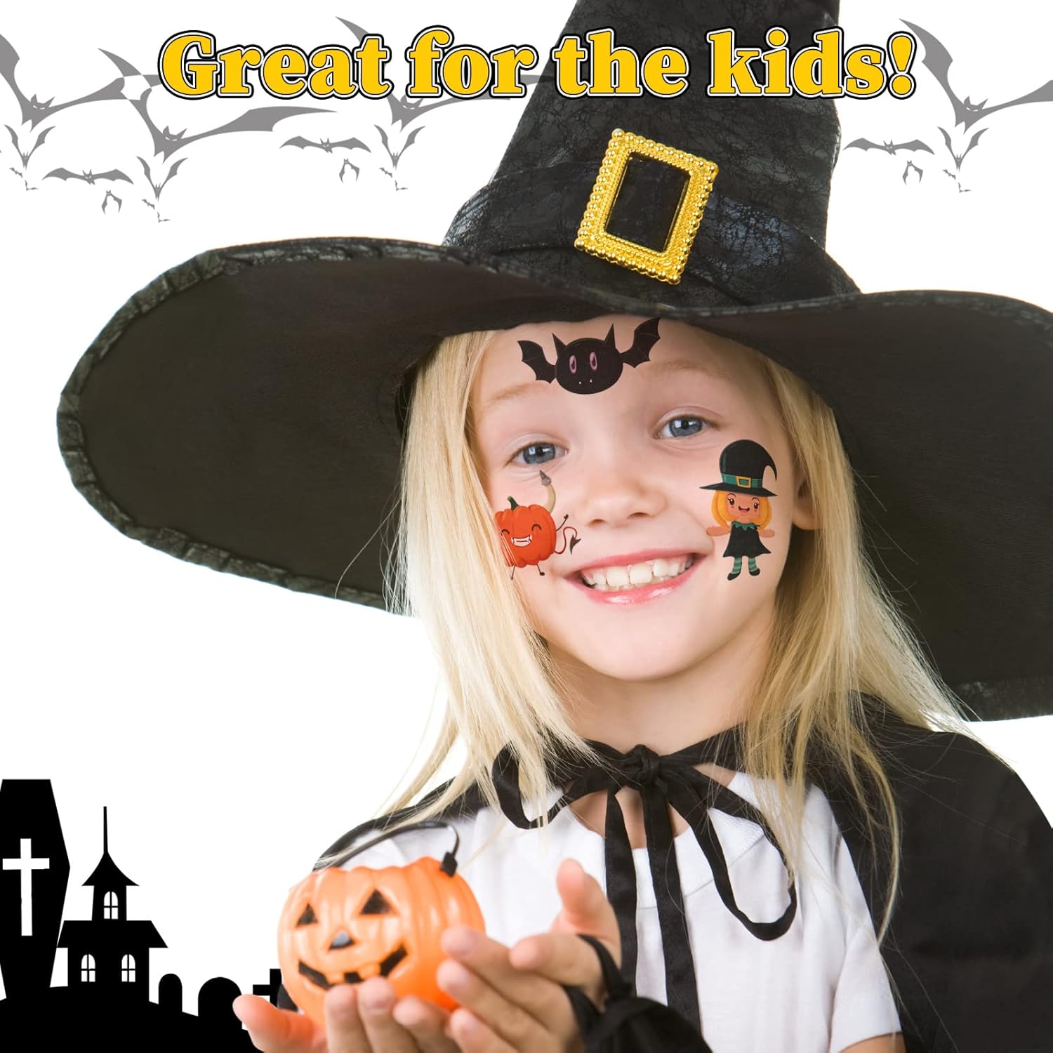 80 hojas de 800 patrones de tatuajes temporales de Halloween para niños, calcomanías temporales impermeables para Halloween, maquillaje de