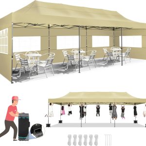 Tooluck Toldo desplegable resistente de 10 x 30 pulgadas con 8 paredes laterales, toldo comercial impermeable para fiestas, tiendas de campaña al Tooluck Toldo desplegable resistente de 10 x 30 pulgadas con 8 paredes laterales, toldo comercial impermeable para fiestas, tiendas de campaña al