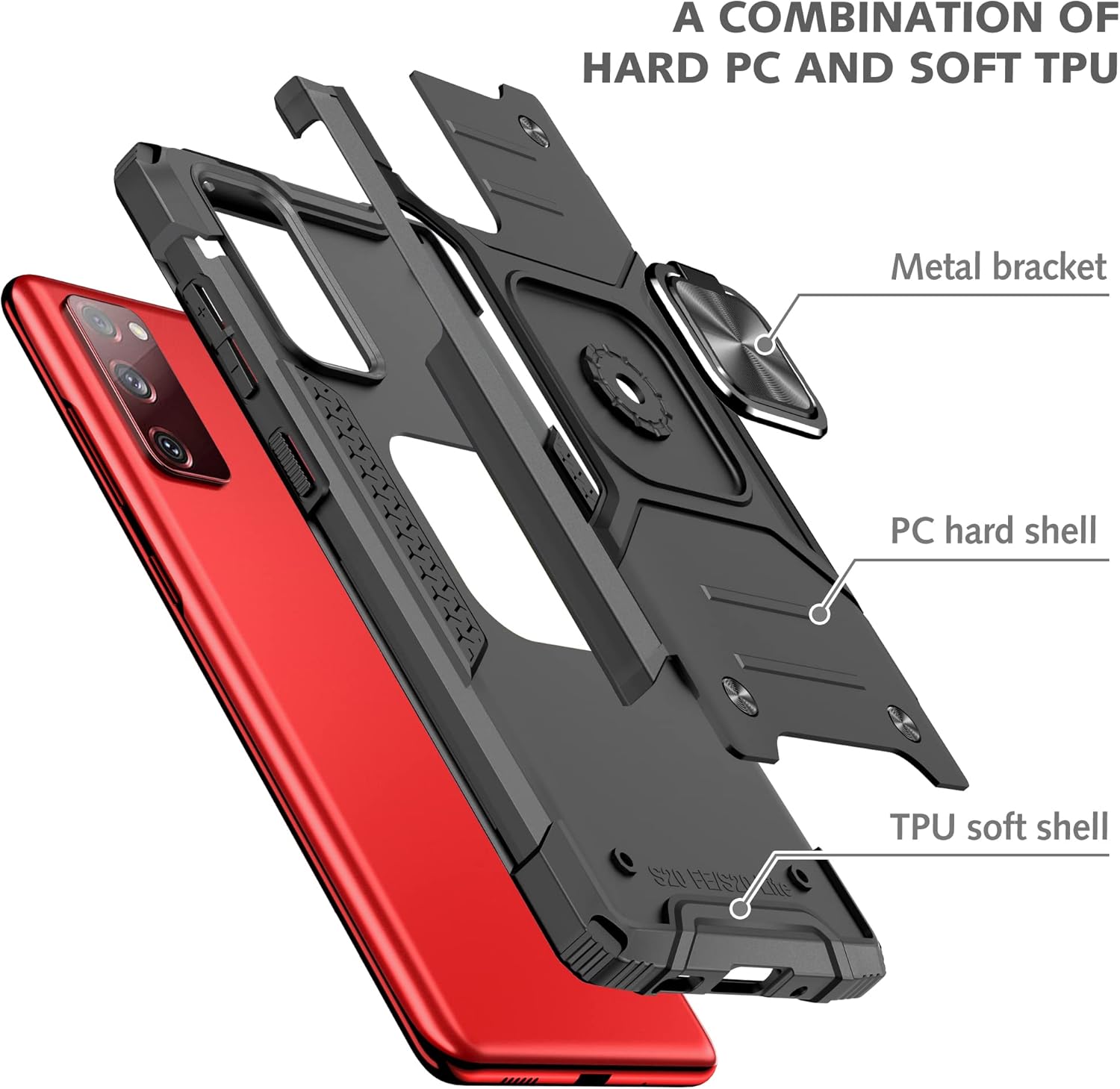 AYMECL Funda para Samsung Galaxy S20 FE 5G, S20 FE con protector de pantalla de vidrio templado 2 unidades, grado militar, doble a prueba de golpes,