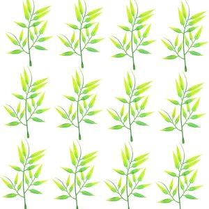 Garneck 80 piezas de hojas artificiales de bambú de plástico hojas de bambú micro decoraciones de paisaje plantas de plástico plantas de plástico Garneck 80 piezas de hojas artificiales de bambú de plástico hojas de bambú micro decoraciones de paisaje plantas de plástico plantas de plástico