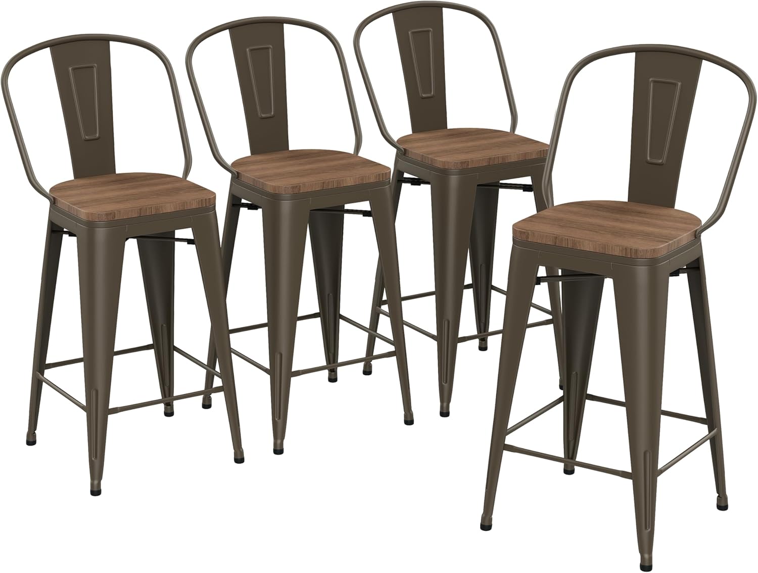 Yongqiang Juego de 4 taburetes de bar de altura de 30 pulgadas de alto, sillas de bar para isla de cocina, taburetes de metal con respaldo alto y
