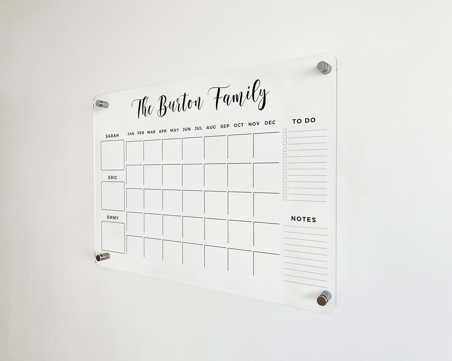 Large Personalized Acrylic Wall Calendar – Personalized Calendar 2024, Dry Erase Calendar Family Calendar Calendar (20″ x 28″, Standard Package)