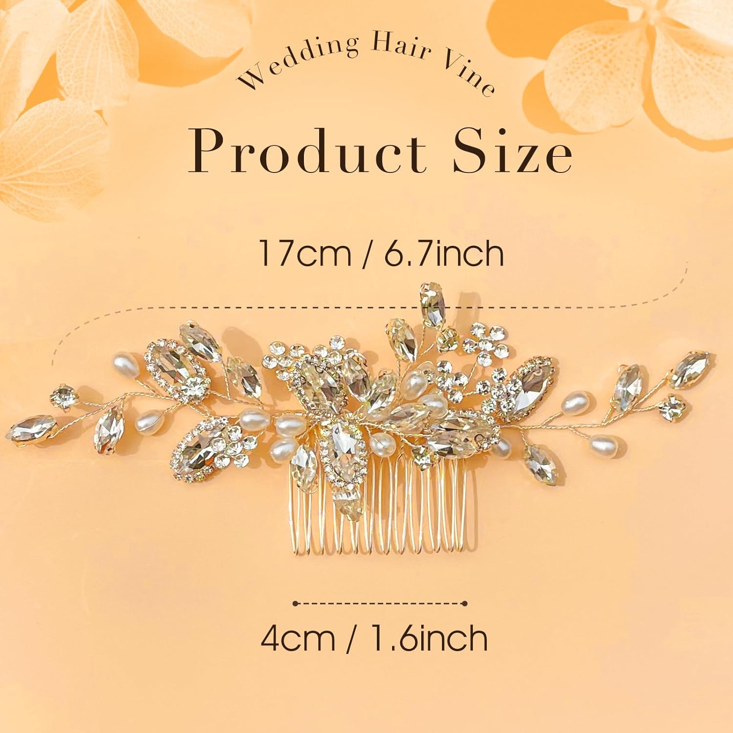 Peine de pelo de novia de cristal con diamantes de imitación de perlas para el cabello de novia, accesorios para el cabello de novia plateados,