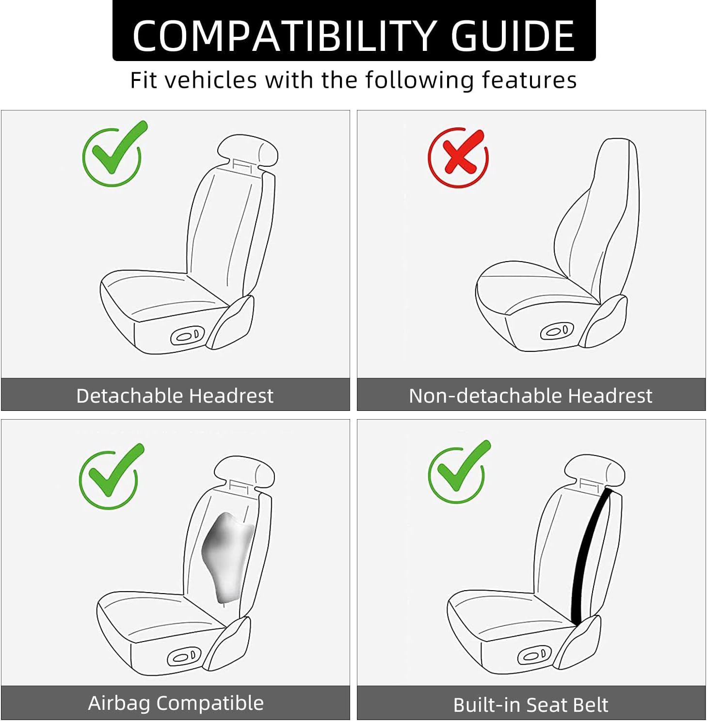 Paquete de 1 funda de cuero para asiento delantero de automóvil, protector universal para asiento de automóvil sin laterales con bolsillo de