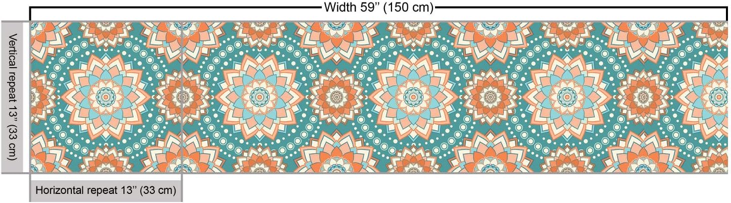 Ambesonne Tela de loto de The Yard, motivos de mandala de las culturas orientales con flor inspirada en el bohemio, tela decorativa para tapicería y
