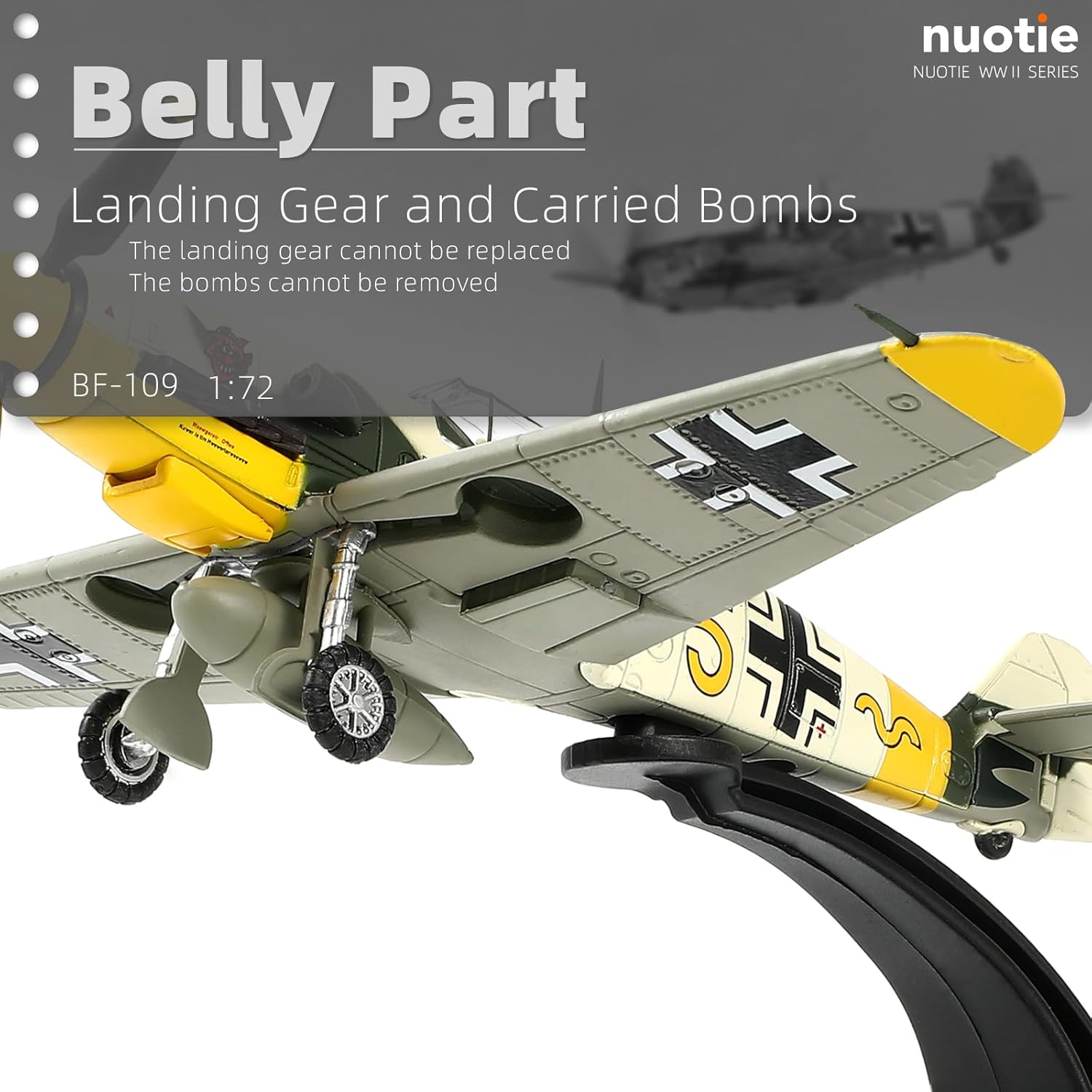 Escala 172 alemana de la Segunda Guerra Mundial Messerschmidt BF-109 modelo de caza fundido a troquel aviones militares modelo de exhibición militar