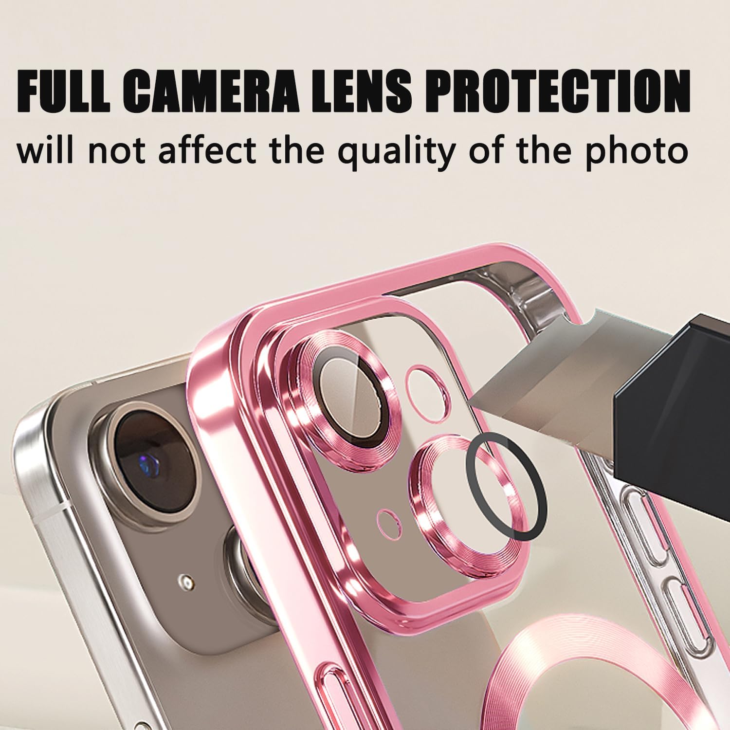 Misscase Funda magnética con purpurina para iPhone 15 Plus compatible con MagSafe, protector de lente de cámara, protección completa, elegante,