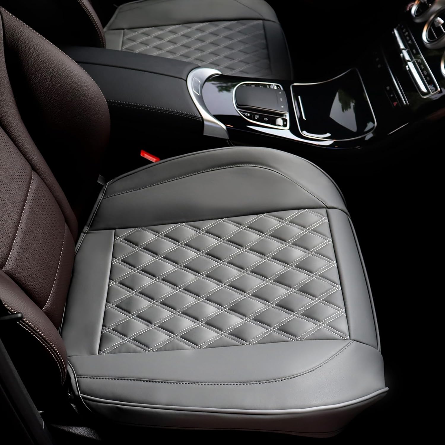 Cusaota 2 fundas protectoras de asiento de automóvil para parte inferior de asiento delantero, de piel sintética de lujo, para el interior del