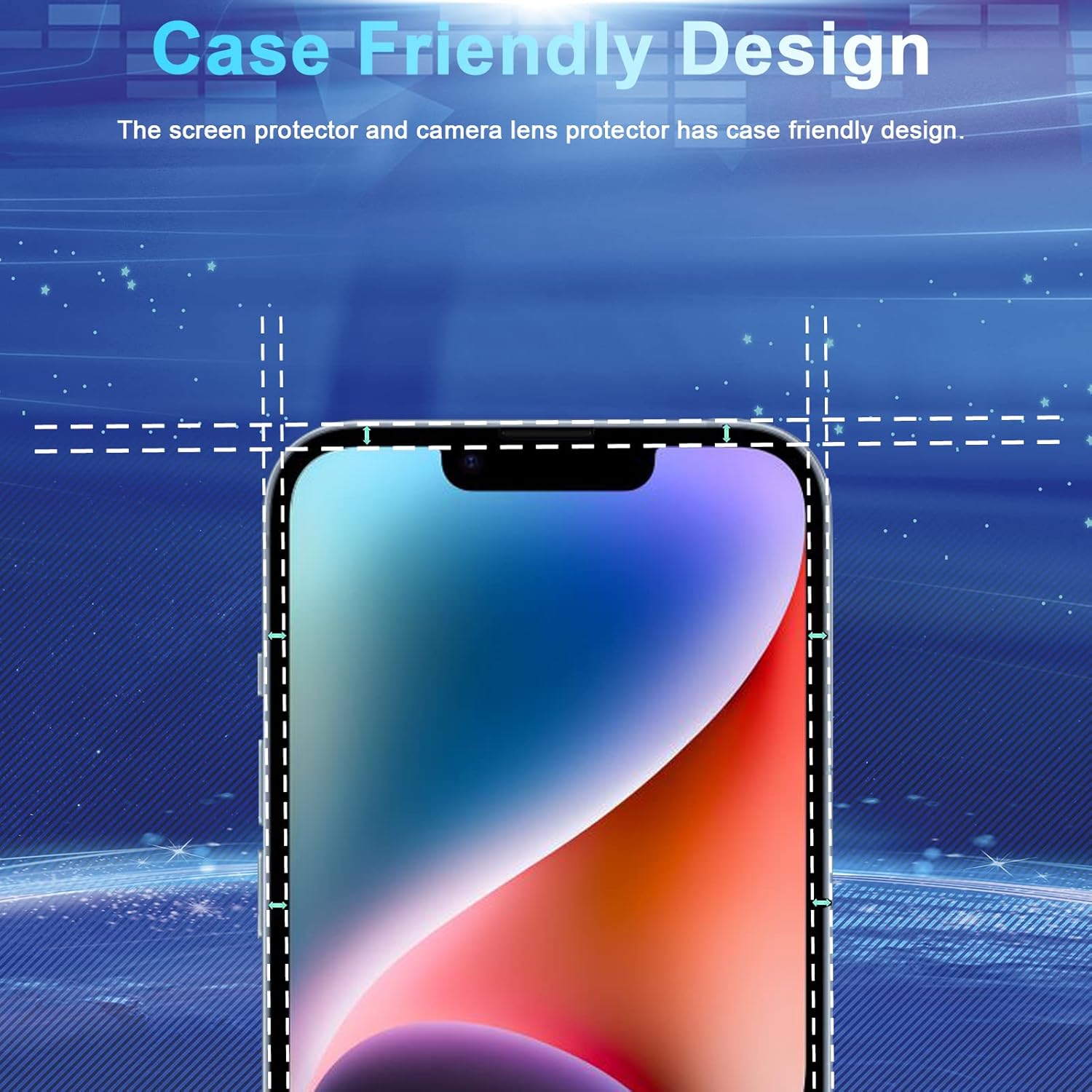 Paquete de 3+3 Protector de pantalla de vidrio templado para iPhone 14, protector de pantalla de lente de cámara con marco de alineación, sensible