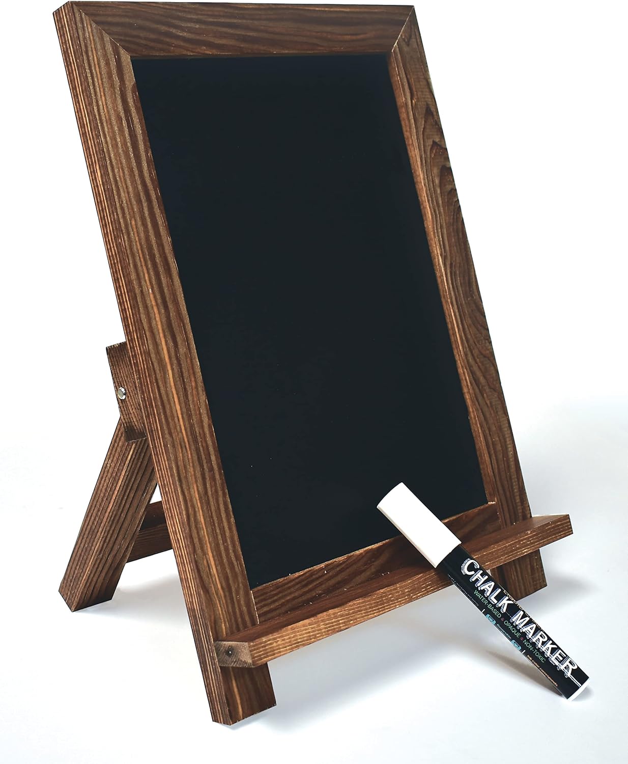 Better Office Products Letrero enmarcado de pizarra de mesa, 9.5 x 14 pulgadas, marco de madera rústica, pizarra magnética pequeña, reborde