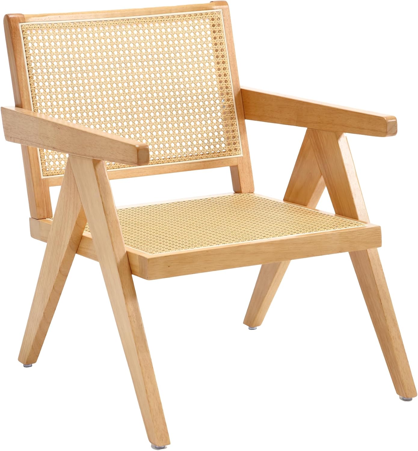 GOOLON Silla decorativa de ratán individual, silla de sala de estar, silla de sala de estar de diseño moderno de mediados de siglo con respaldo