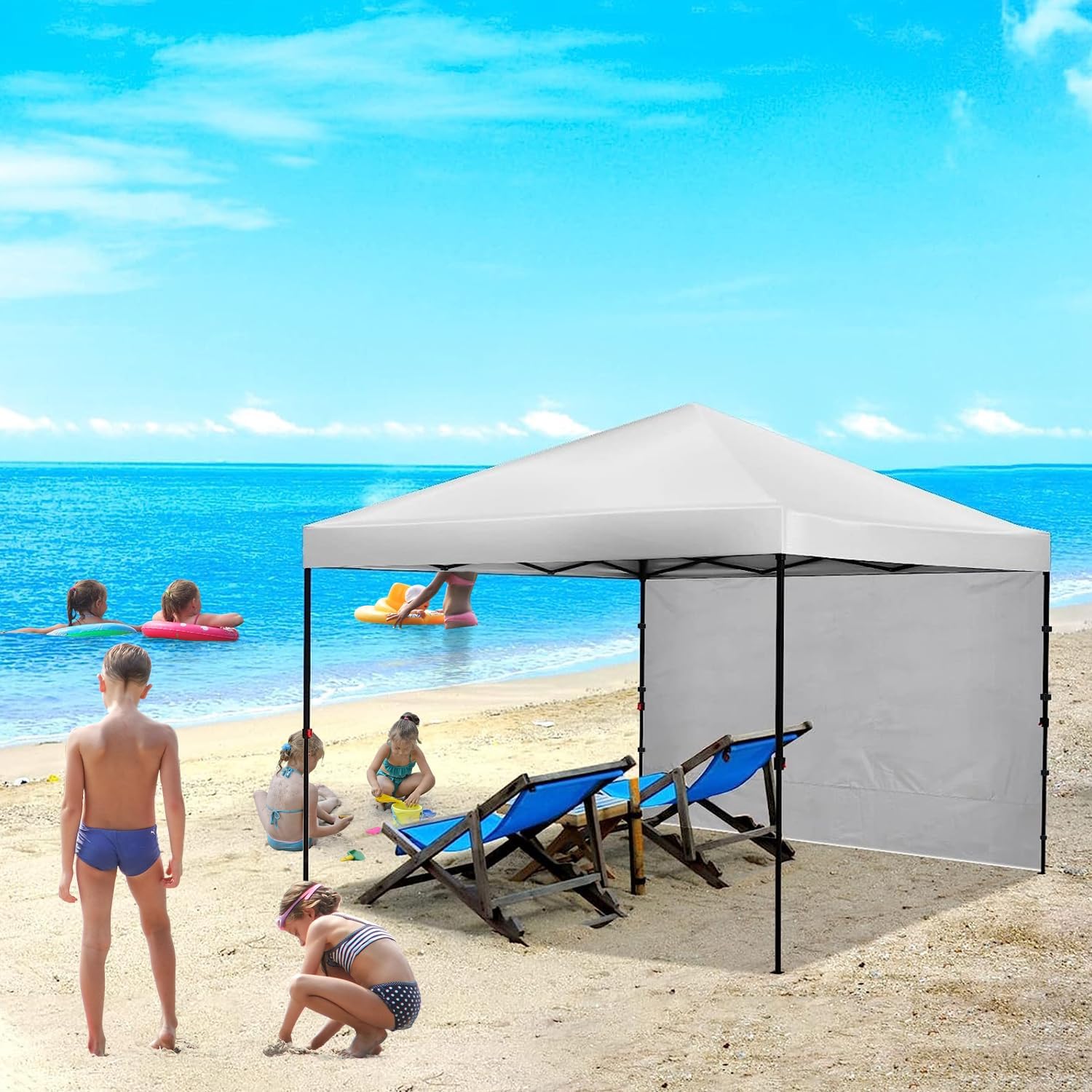 Instant Canopy SunWall – Toldo de pared lateral de 10 x 10 pies, para tienda de campaña desplegable, solo 1 pared lateral (10 x 10 pies, blanco)