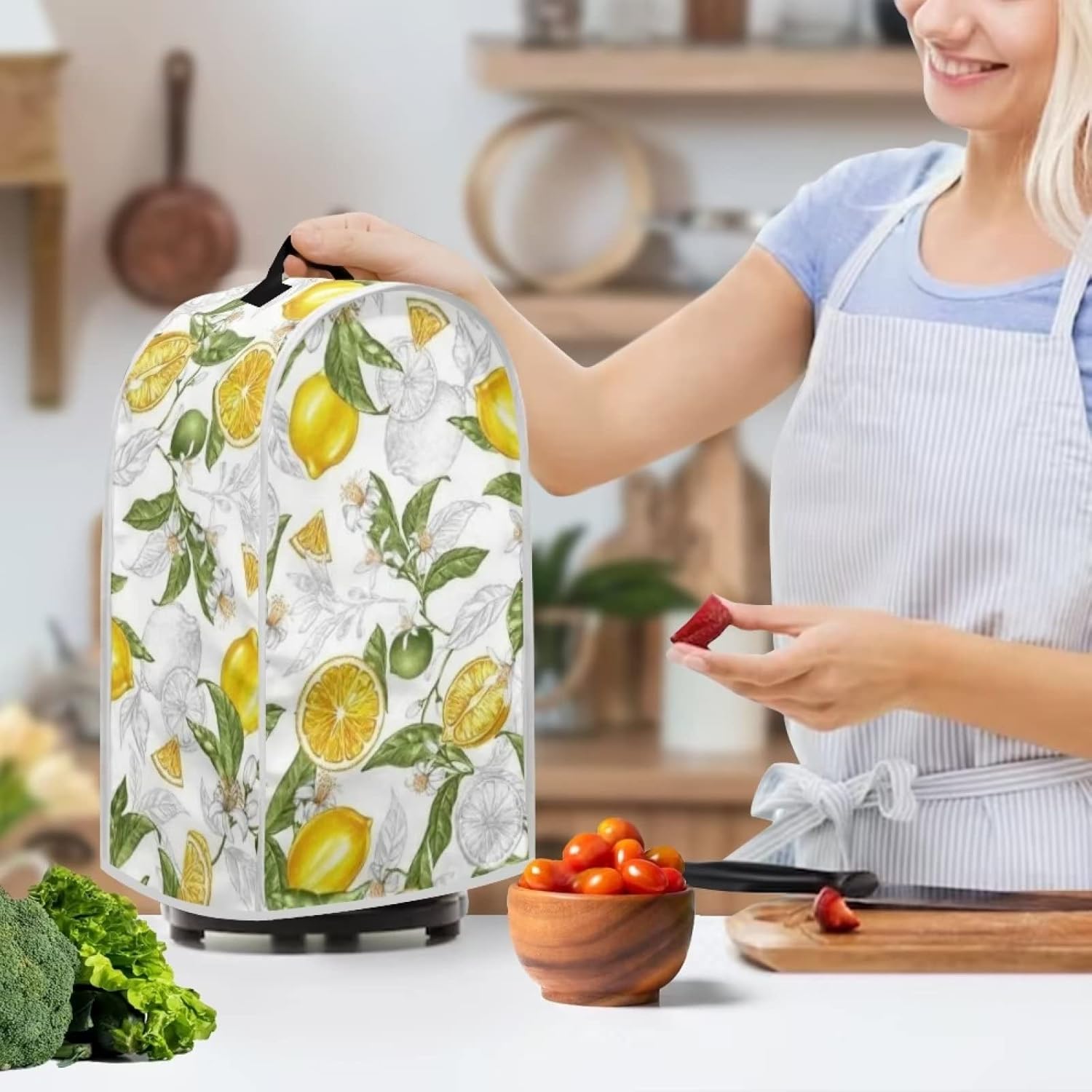 Limón Blender – Funda protectora para batidora de cocina con mango superior, funda protectora de licuadora lavable, bolsa organizadora para batidora
