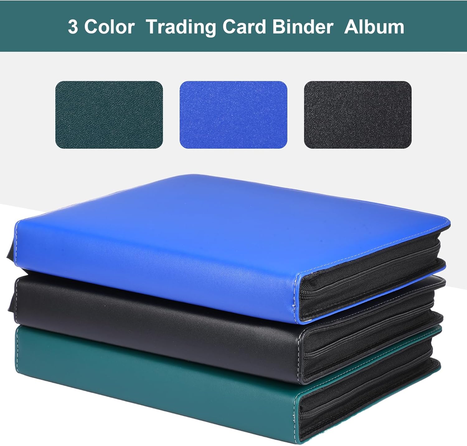 Paquete de 3 carpetas de tarjetas intercambiables impermeables con 900 bolsillos, álbum comercial, carpeta de colección de tarjetas con cremallera,