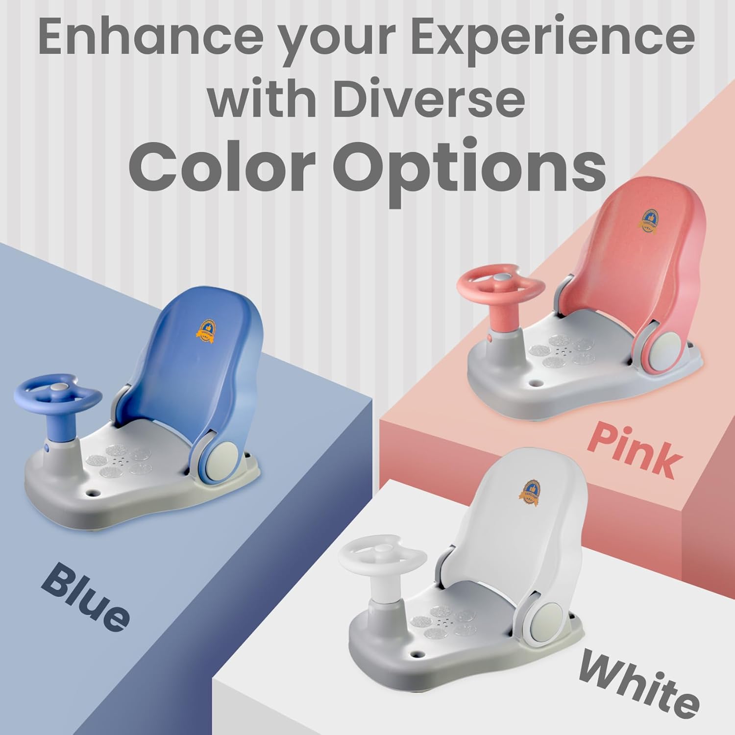 Asiento de baño para bebé con almohadilla de espuma para rodilleras, termómetro y juguete de baño, silla de baño para bebé, silla de ducha para
