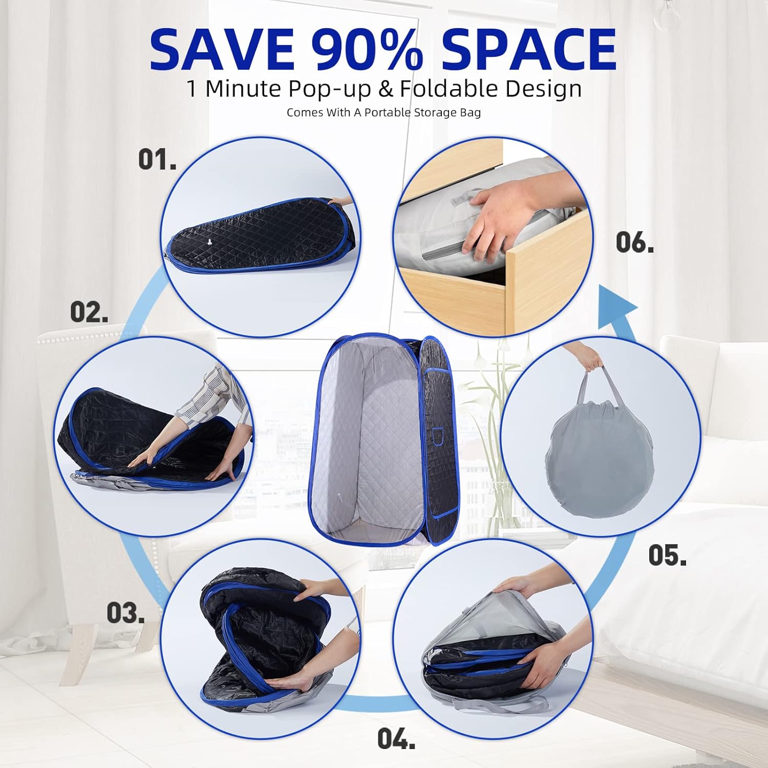 Smartmak Tienda de campaña portátil para sauna de vapor, de cuerpo completo, plegable, para una persona, para terapia de desintoxicación sin