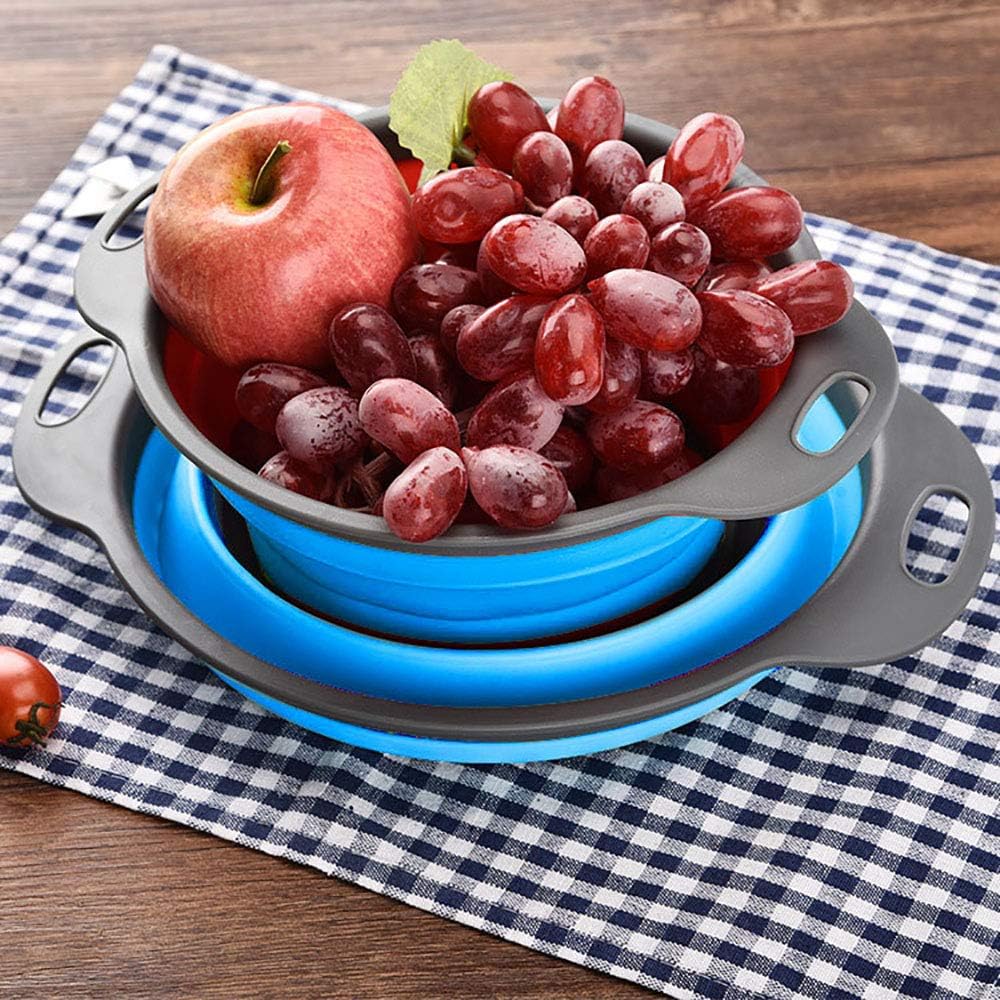 Juego de coladores plegables, aptos para lavavajillas y ahorran espacio para pasta, verduras, frutas, 1 colador de silicona redondo plegable de 4