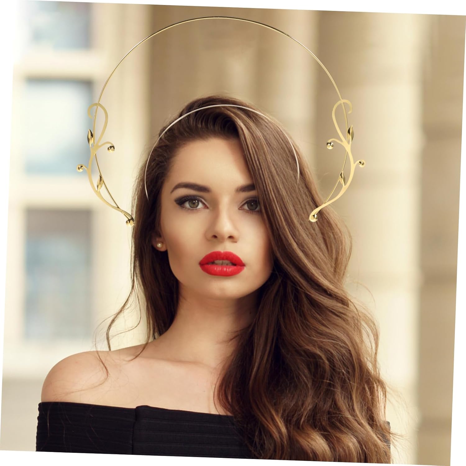 Abaodam Diadema con halo de Nuestra Señora, diadema para niña de flores, ropa de estrella, accesorios de novia, pelo de diosa, Cuero falso