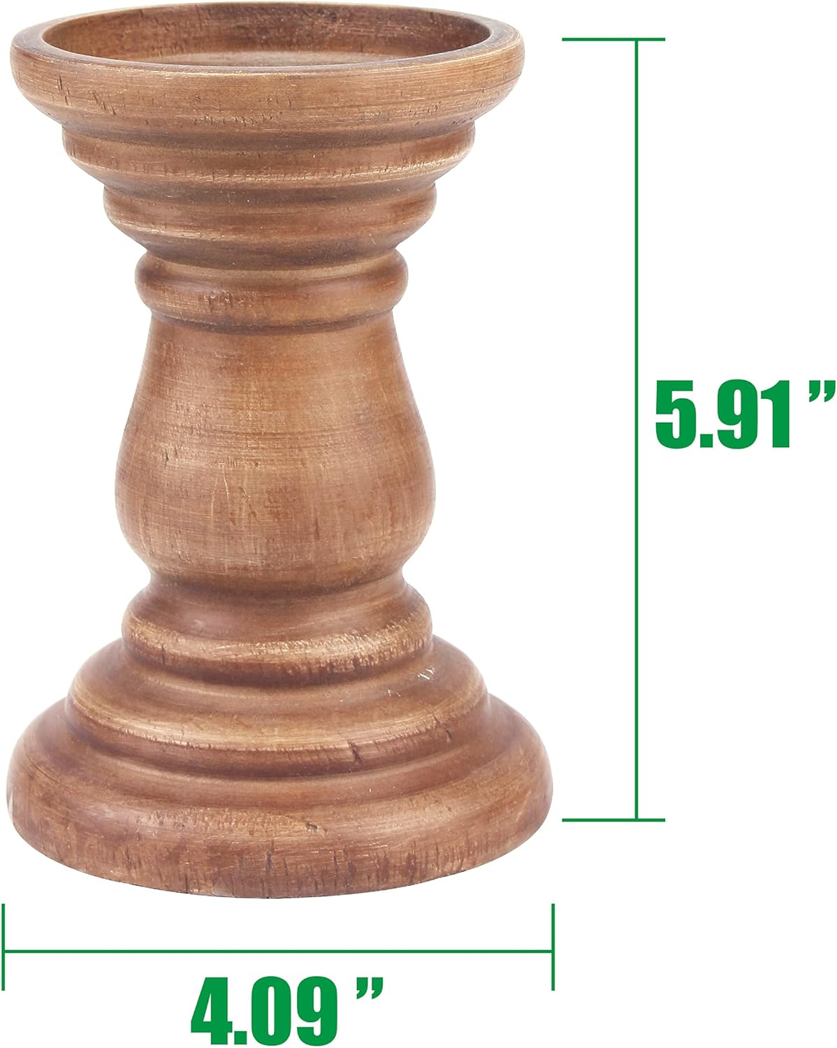 Stonebriar Portavelas de pilar de madera natural decorativo mediano