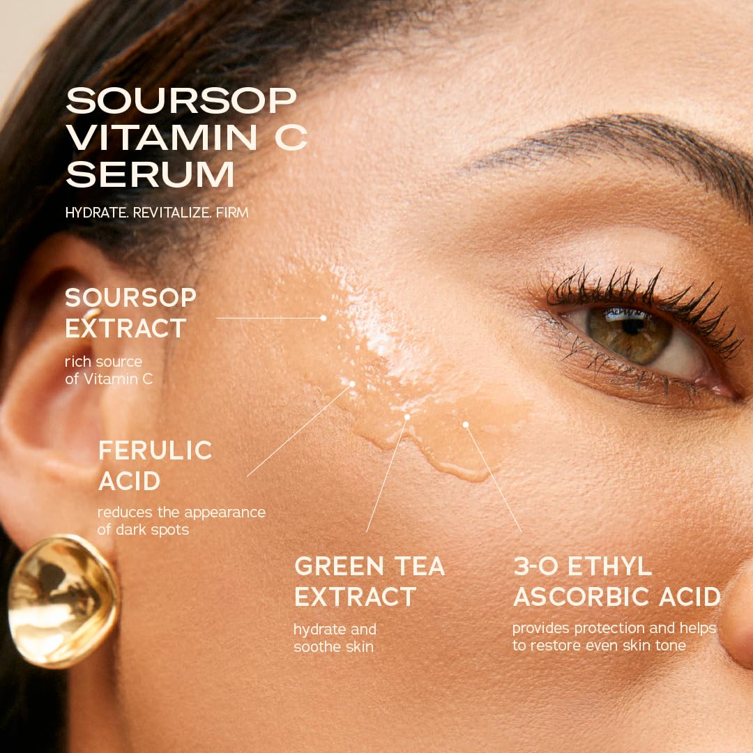 SWEET JULY SKIN – Suero de vitamina C de guanábana, ácido ferúlico y té verde, suero facial diario para todo tipo de piel, hidratante, reafirmante,