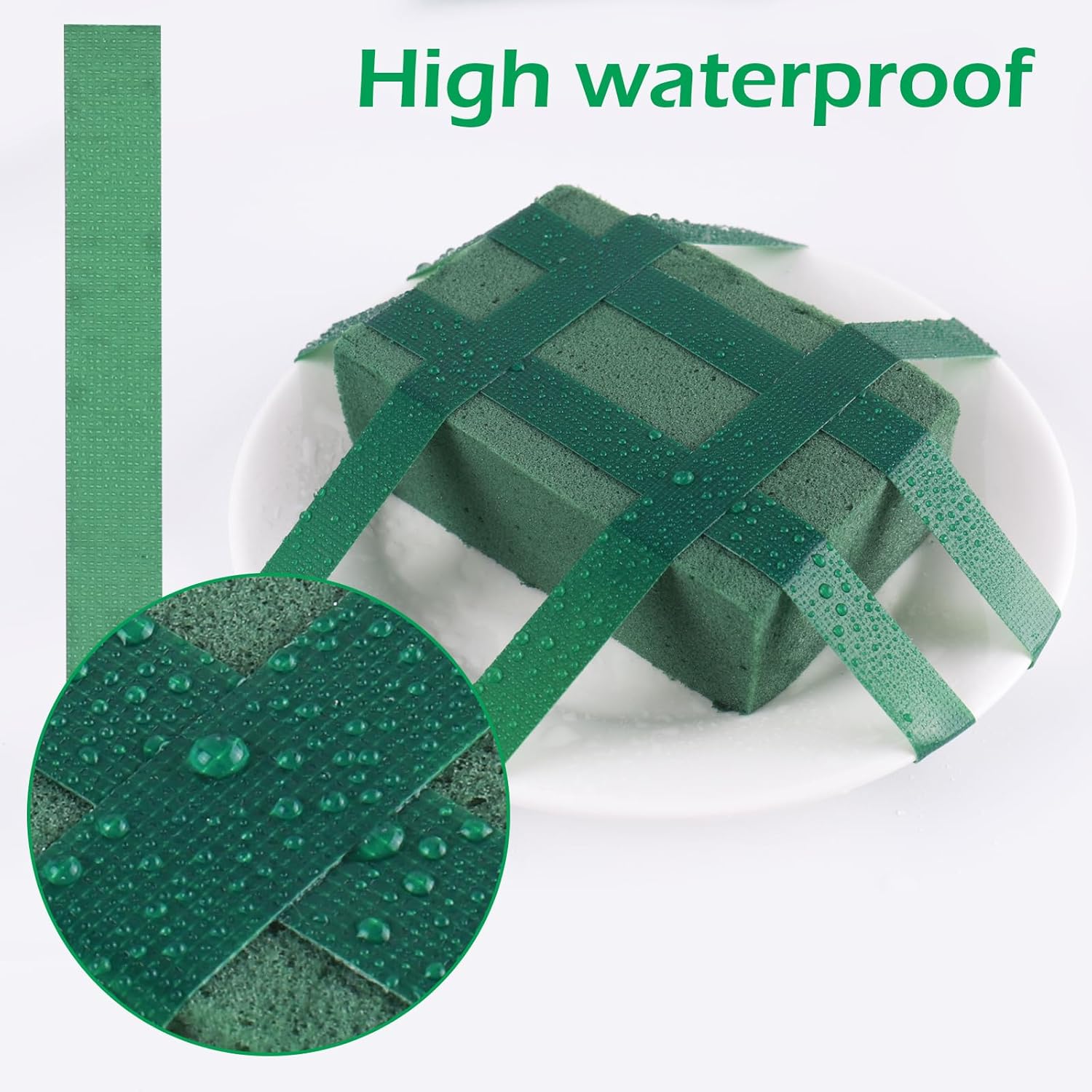 GLAMFIELDS Cinta floral verde, cinta adhesiva impermeable para ramos de flores de 0.5 pulgadas (60 yardas180 pies) – 1 rolloverde
