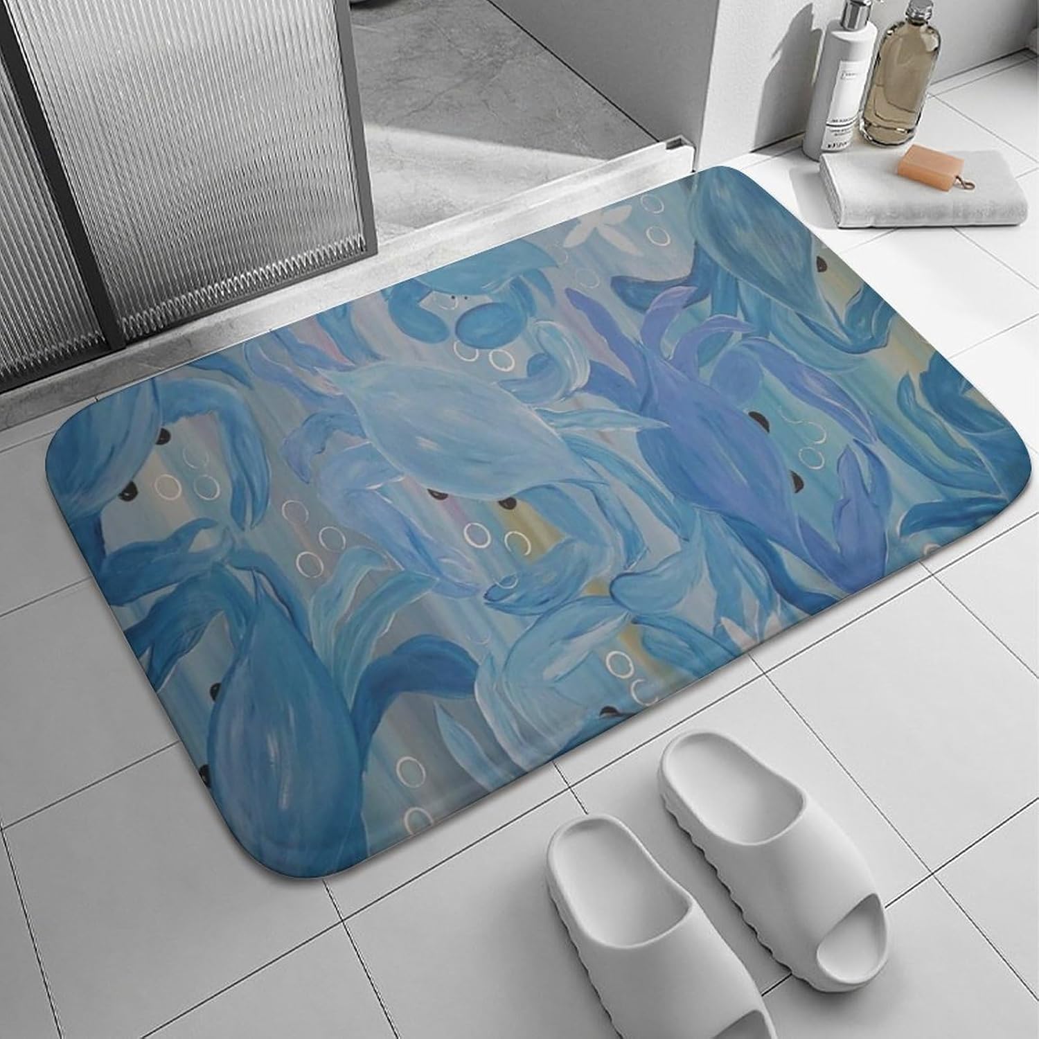 Nufar Tapete retro duradero para fiesta de cangrejos azules, divertido tapete personalizado, tapete de dormitorio, bonito felpudo de amigos,