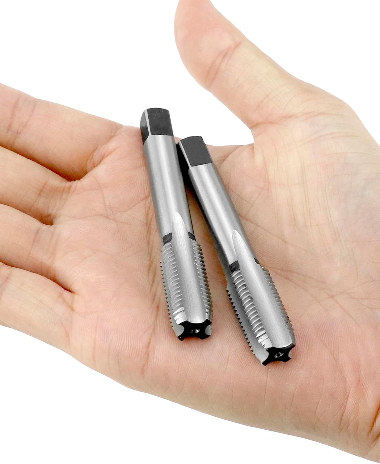 QWORK Taper métrico cónico y enchufe, paquete de 2 roscas M12 x 1.25 para mano derecha, herramienta HSS de corte de precisión con extremo cuadrado y