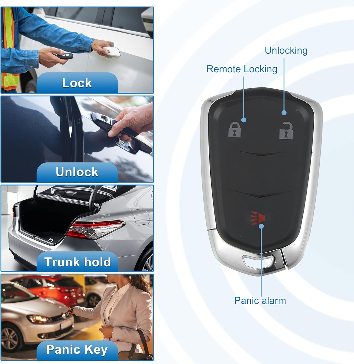 X AUTOHAUX HYQ2AB – Llavero de repuesto para automóvil de 3 botones sin llave, control remoto para Cadillac SRX 2015-2016 315MHz
