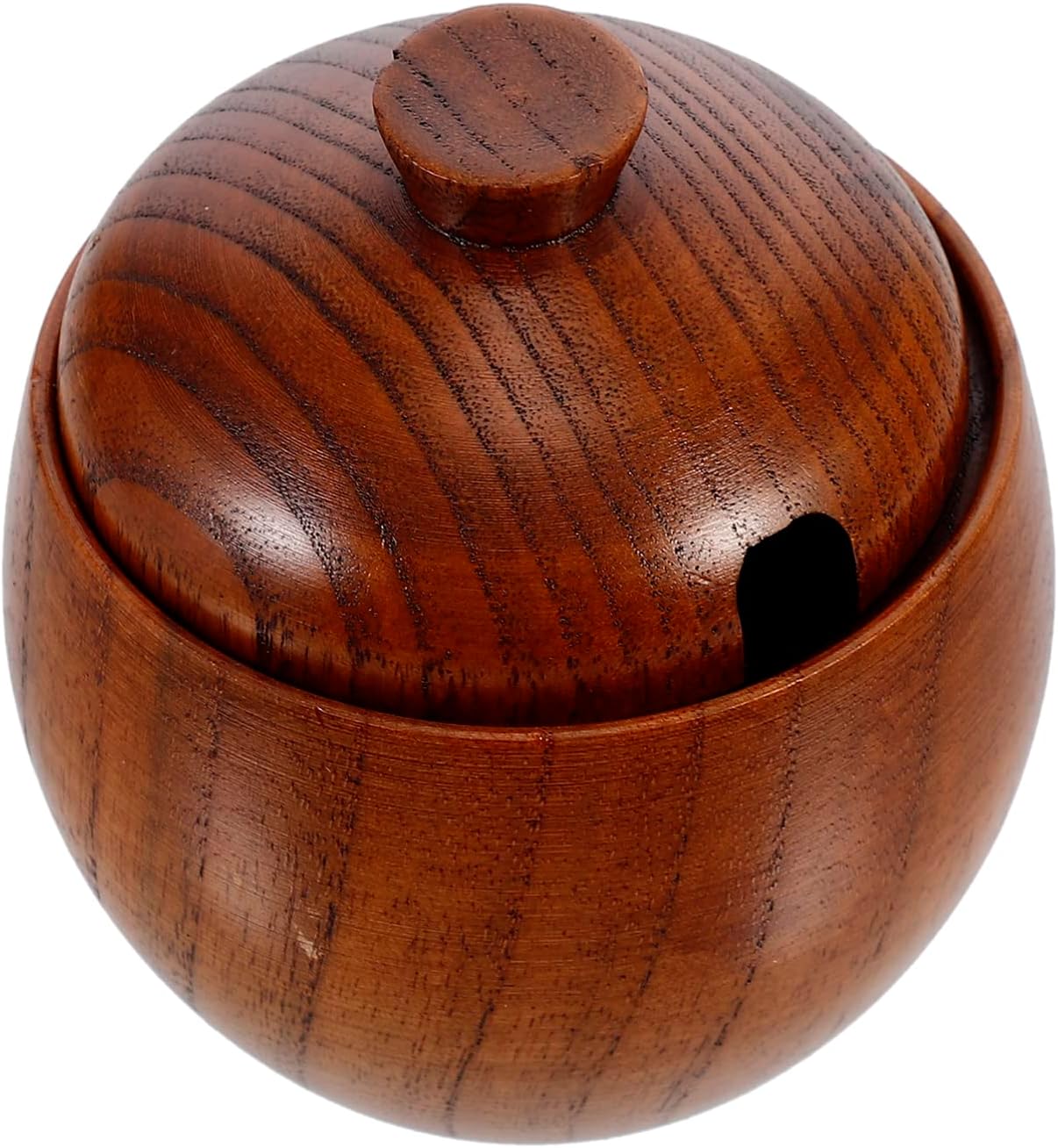 Cuenco de madera maciza de estilo japonés con tapas para servir ensalada, arroz, miso, sopa, frutas, cocina, preparación, platos de dulces, cuencos